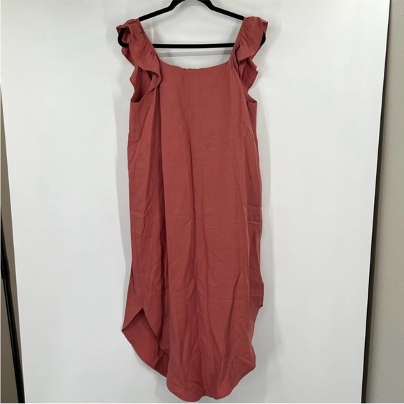 Hatch Jenna Midi Ruffle Button Front Maternity Dress Linen Blend - Picture 6 of 9